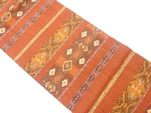 リサイクル　横段に幾何学模様織出し名古屋帯